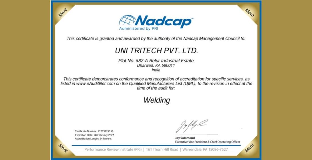 NADCAP foundry India — Uni Tritech production floor with certified NDT X-ray and heat treatment inspection processes